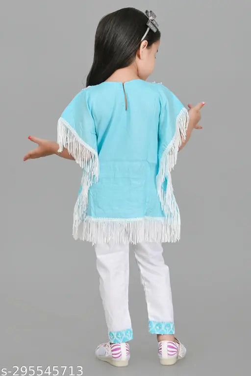 Embroidered cotton blend kaftan for kids (9-12 months to 2-3 years), Indian fashion style