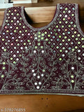 Embellished velvet lehenga choli for girls, no dupatta - Indian handcrafted ethnic wear for 0-3 years