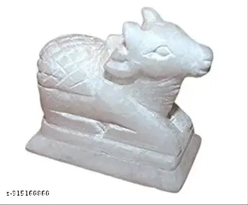 Marble White Nandi - Statue exudes spiritual positive energy, symbolizing Lord Mahadev's blessings