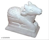 Marble White Nandi sculpture, spiritual symbol exuding divine grace & positivity energy, channeling Lord Mahadev's blessings