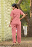 Peach & marun color women's cotton nightdress, soft polycotton top & bottom for everyday comfort and sleepy time wear