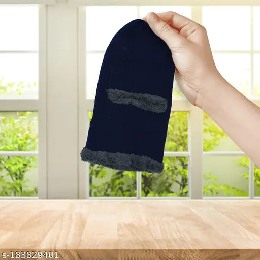 Zaysoo Snow Proof Unisex Fur Lined Acro Beanie Cap - Breathable Spandex Cotton, versatile cold & wind protection for men and women