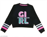 Black cotton blend sweatshirt (250GSM), multicolor glitter print, long sleeves, made in India - perfect for winter wear