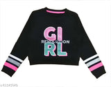 Black cotton blend sweatshirt, 250GSM, multicolor glitter print, comfortable fit for winter