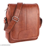 Faux leather sling bag, stylish men's crossbody bag by Quincy, features adjustable strap and 3 compartments