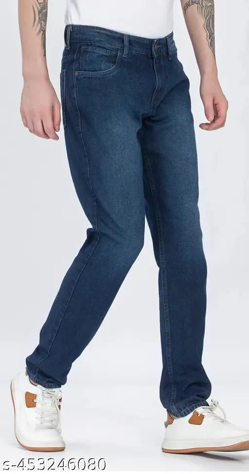 Premium blue denim jeans for men, dyed/washed, size 32 (33waist/40length/38hip), India-made