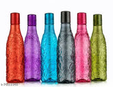 Multicolor ZIGZAG-shape plastic drinking water bottles, 1000ml each (Pack of 6) for fridge storage and outdoor use