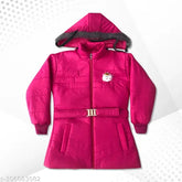 Stylish red nylon winter jacket for girls, insulated and durable