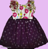 Baby Girls New Latest Rayon-Lengha Choli with Satin Top, short sleeves, embroidered pattern, stitched, printed top. Indian traditional girls outfit on model