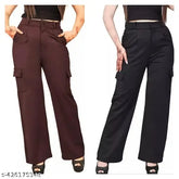 Acrylic solid-colored women's trousers - comfortable fit, Indian made