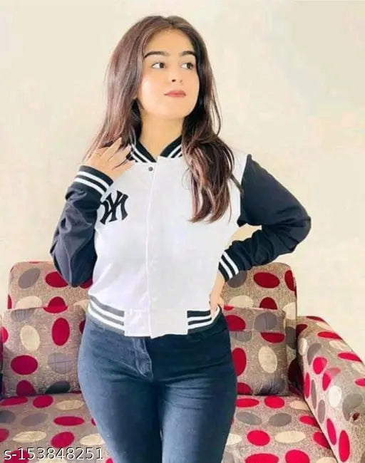 Printed wool NY WHITE long sleeve kids top, featuring net pattern. Made in India (7-8 years - 15-16 years)