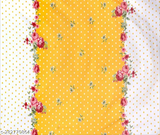 Yellow cotton-blend premium elastic fitted bedsheets with 2 pillow covers, double bed, 210 TC, floral print on display