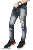 Designer denim jeans for men - premium fit, placement print, size 26 or 28 inches waist, 42 inches length
