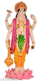 Polyresin Lord Vishnu statue, vibrant 8-inch Indian idol for pooja and gift, washable with long-lasting colors