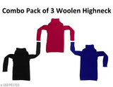 Woolen high neck sweater pack 3 for baby boys & girls (India), solid pattern, winter wear, long sleeves