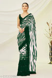 Lime Shibori Print Georgette Laxmi Saree - Indian ethnic daily wear with ruffle lace border and sequin details, new arrival 2023