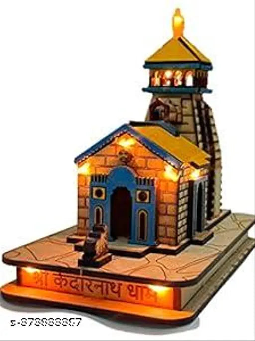 Hand-crafted wooden Shiva Temple miniature - DARIDRA BHANJAN Mahadev Kedarnath Temple, measures 10x10x10 cm, ideal for gifting, Shiv Idol, Kedarnath Dham, Shiv Mandir, India origin