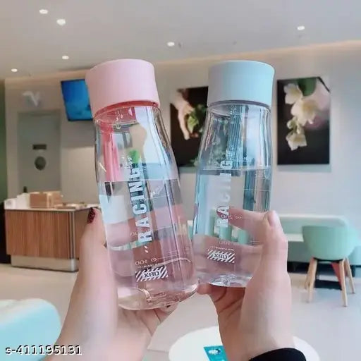 Portable clear plastic, leak-proof, cool design water bottles (pack of 2) in various colors for fridge, office, sports, school, gym use