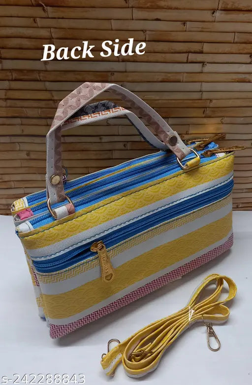 Yello PU sling handbag for women & girls (Qty 2), features 5 compartments, free size, perfect for everyday essentials and stylish gifting