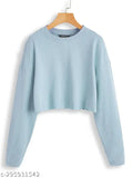 Women's cotton long-sleeve solid crop t-shirt, XS-XXXL sizes for a perfect fit