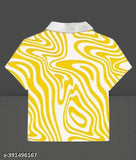 Lycra half-sleeve print collar T-shirt for women and girls in trending color combo, made in India