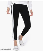 Stretchable cotton blend ankle-length jeggings for women's western wear, solid-colored, available in sizes 26, 28, 30, 32, 34 (waist 26/28/30/32/34, hip 32/34/36/38/40, length 37 inches)