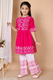 Printed cotton blend palazzo dress for girls (3/4 sleeves), Indian origin