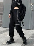 Stylish cotton cargo pants for women, solid net pattern, size 28/28/30/32/34, India origin