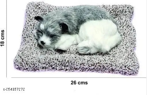 GreyWhite durable plastic sleeping dog car decor and home decor with activated carbon, purifies interior air, soft and comfortable art piece