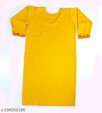 Mustard wool three-quarter sleeve embroidered kurti (Trendy Woman) - premium quality winter wear