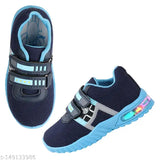 Blue mesh unisex kids running shoes with Velcro fastening, ideal for active play
