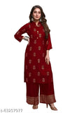 Fabulous Women ethnic foil printed kurti & palazzo set, heavy rayon, gold foil print, Indian origin