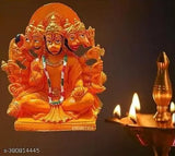 Orange resin Panchmukhi Hanuman Ji statue for home/office or car, 12cmx7cmx15cm, Indian Pooja item