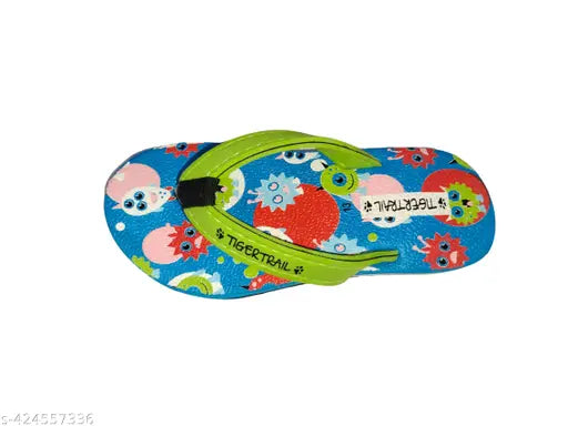Blue alien kid slipper with cartoon character pattern, fastened by buckle. Ideal for unisex sizes ranging from 0-4 months to 4-5 years