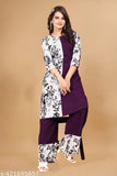 Printed crepe kurtas and palazzos set by Kashvi, Indian women's fashion with three-quarter sleeves, multiple sizes available from XS to 6XL