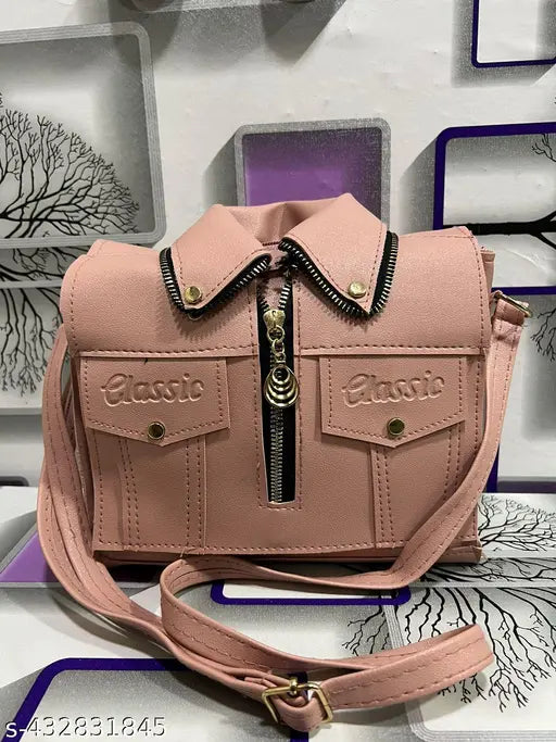 Multicolor PU sling bag, free size with 4 compartments, self-designed pattern. Indian, vegan, and functional sling bag on display