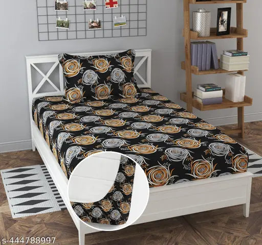 Multi-color cotton blend, superfine ethnic motifs flat sheet with pillow cover (60x90 inch fitted single size, 78x34x6 inch combo pack). Machine washable for easy care