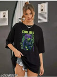 Cotton oversized t-shirt for women, Chill Bill printed design, best casual wear