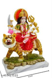 Marble finish poly resin Durga Maa statue, multi-colored spiritual idol for home, office, or temple showpiece