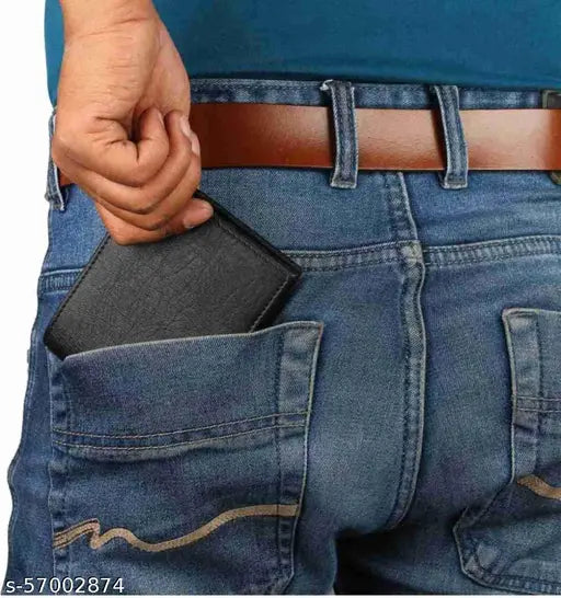 Black PU Fancy Card Album Wallet with 8 Card Slots, high-quality leather feel, compact size, durable, lightweight, perfect gift accessory for men