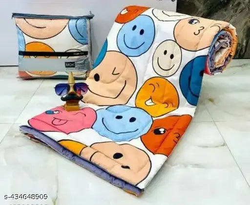 Fancy cotton comforter set, single size (60x90), reversible microfiber with all-season comfort & easy bedding decor, Indian make