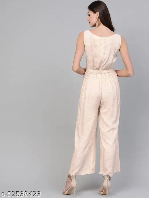 Rayon embroidered allover print jumpsuit, XL size, Indian origin