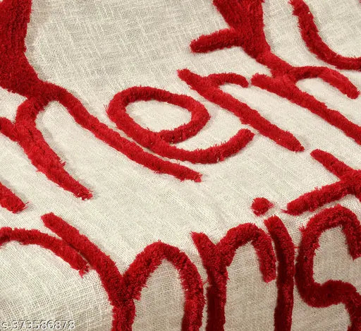 Handmade cotton net tufted Christmas throw, soft & cozy for couches, festive woven design from India (50x60 in / 125x150 cm)