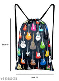 Multicolor printed polyester drawstring utility bag for sports, gym, yoga, college, casual use - lightweight, washable, and durable