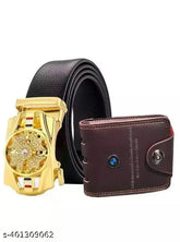 Artificial leather canvas belts, pack of 2 - Solid color PU belts with automatic buckle for versatile style