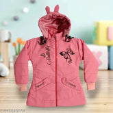 Printed polyester winter jacket for girls, cute design, insulated and durable, stay warm and stylish this season