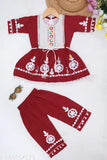Embellished rayon net dress for girls aged 0-2 years, Indian handcrafted FROCK on display