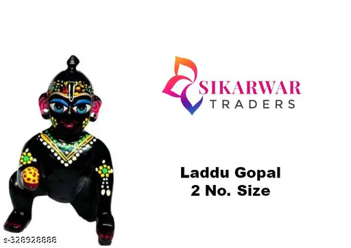 Black Astadhatu Brass Laddu Krishna Idol Showpiece, 12cm high, Indian handcraft