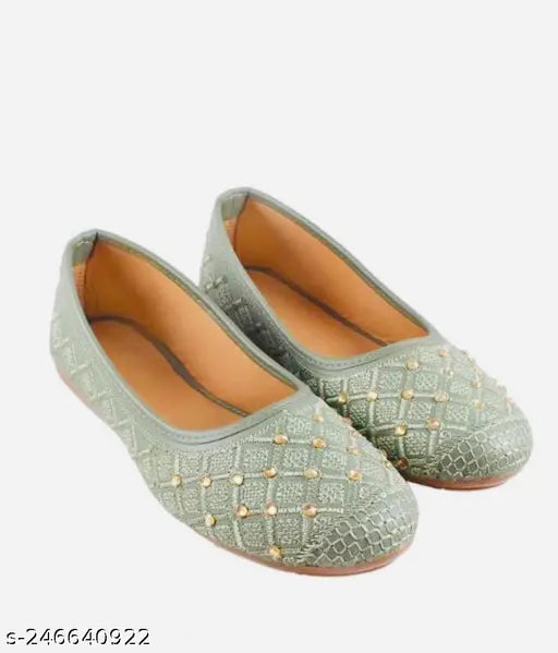 Synthetic leather embellished ballet flats, JARKAN BELLY shoes in various Indian sizes