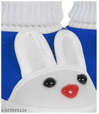 Stylish cotton & EVA rabbit-face booties, unisex anti-slip soles for babies 0-12 months, pack of 2 in blue & black